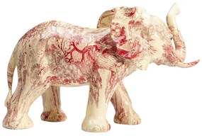 Elephant Hathi dekorácia biela/červená 51cm
