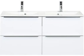 Kúpeľňový nábytkový set Pulse 120 cm s dvojitým umývadlom 4 zásuvkami biela vysoko lesklá