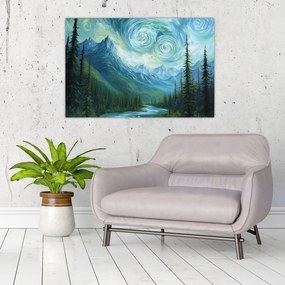 Obraz - Krajina s nádychom Van Gogha (90x60 cm)