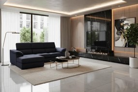 Kožená rohová sedacia súprava LOREN II, Ľavá, tm. hnedá (madras - 144 walnut)