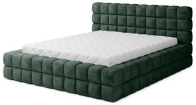 Tmavozelená čalúnená dvojlôžková posteľ s úložným priestorom s roštom 160x200 cm Dizzle – ELTAP
