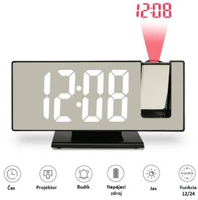 Zrkadlové digitálne hodiny so stojanom