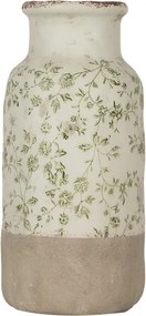 Béžová keramická váza so zelenými kvetmi Jenia S - Ø 15*32 cm