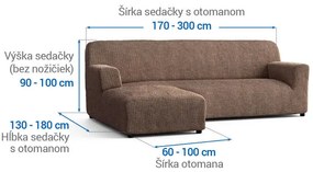 Bielastické poťahy COSTINA oriešková sedačka s otomanom vľavo (š. 170 - 300 cm)