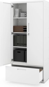 Modulárna kovová multifunkčná skriňa s vysokou zásuvkou biela MEGAN 1950 x 900 x 400 mm