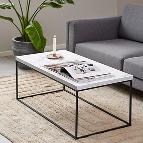 Konferenční stolek Barossa 110 cm bílý mramor/černý