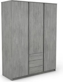 Šatníková skriňa Carlos, šedý beton, 152 cm