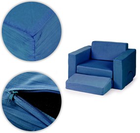 DIY modulárne detské kreslo 8 mäkkých skladacích vankúšov - modré ECOTOYS