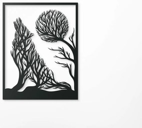 drevko 3D obraz na stenu Vyjúci vlk Rozmer obrazu: 42 x 32,5 cm, Farba dekorácie: Čierna