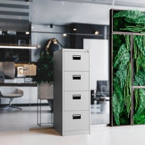 Kovová kartotéka, 4 zásuvky SARA V4, 460 x 1320 x 620 mm, šedá