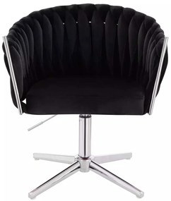 LuxuryForm DESIGN Stolička NORDEN VELUR na striebornom kríži - čierna