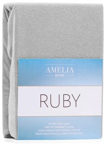 Svetlosivá napínacia froté plachta 140x200 cm Ruby – Restilo