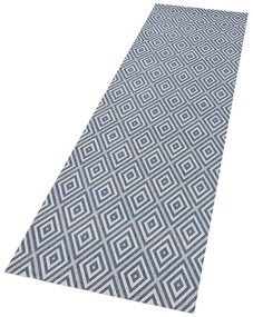 Modrý vonkajší koberec NORTHRUGS Karo, 80 × 200 cm
