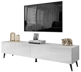 TV STOLÍK ELEGANTE 3 BIELY VYSOKÝ LESK + ČIERNE NOŽIČKY 175 cm