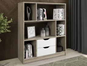 Nízky regál/knižnica Sten Mini, dub sonoma/biela%