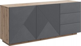 Dvojdverová komoda Asha 167 cm so zásuvkami - dub artisan / matný rivier stone