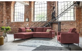 Ružová zamatová rozkladacia rohová pohovka (ľavý roh) Lofty Lilly – Miuform