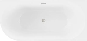 Mexen Mia, voľne stojaca rohová vaňa pravá 140 x 75 cm, biela/čierna, prepad brúsený nikel, 52691407575P-97