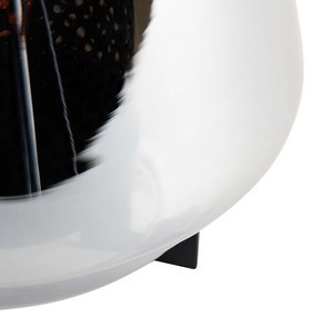 Stolná lampa Art Deco čierna s dymovým sklom 23 cm - Kevin