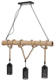 Závesné svietidlo H82 industrial, tube 3 74205 - kov / bambus - Čierna