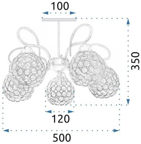 Toolight - Krištáľové stropné svietidlo 5xE27, APP636-5C, chrómová, OSW-05688