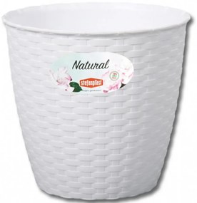Obal na kvetináč NATURAL plastový 19x18 cm biely
