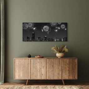 Obraz - Ohňostroj v Miami, čiernobiela (120x50 cm)