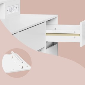 Toaletní stolek s LED osvětlením a nabíjecí stanicí Vasagle Brill 107 cm bílý