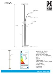 Markslöjd 107009 - LED Stmievateľná stojacia lampa FRIEND LED/18W/230V + LED/5W