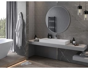 Mexen Loft, okrúhle kúpeľňové zrkadlo 100 cm, farba rámu brúsená oceľ, 9850-100-100-000-10