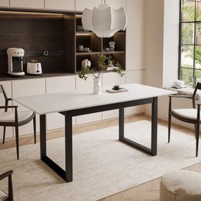 ROZKLADACÍ JEDÁLENSKÝ STÔL DANILO BIELY + ČIERNE U NOHY 140 / 195 cm
