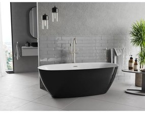 Mexen Luvo Slim, voľne stojaca vaňa 170 × 75 cm, biela-čierna, oceľový prepad, 52801707575-97