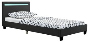Juskys Čalúnená posteľ Verona 90 x 200 cm s LED osvetlením v čiernej farbe