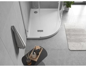 Mexen Flow, asymetrická štvrťkruhová sprchová vanička slim, pravá 90 x 80 cm, biela lesklá, 46Q108090R