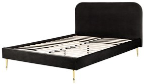 Zamatová posteľ 160 x 200 cm čierna FLAYAT Beliani
