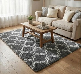 TZ Tmavosivý vzorovaný koberec shaggy Decor Latern Rozmer: 100x150 cm