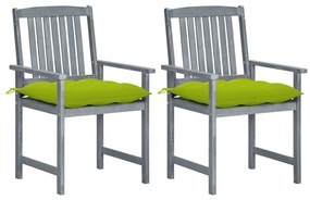 Záhradné stoličky s podložkami 2 ks, sivé, akáciový masív 3061273