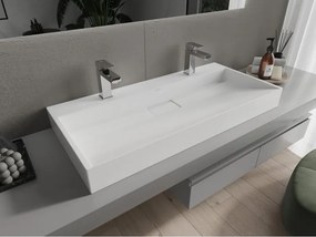 Mexen Ava zápustné umývadlo z konglomerátu 2/O 100 x 46 cm, biele - 23011002