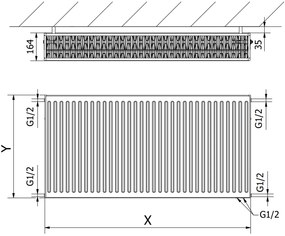 Mexen, Panelový radiátor Mexen CV33 600 x 500 mm, spodné pripojenie, 1167 W, biely - W633-060-050-00
