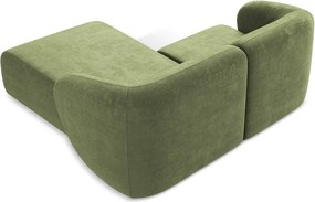 Zelená ženilková rohová pohovka (pravý roh/s leňoškou) Lani – Makamii