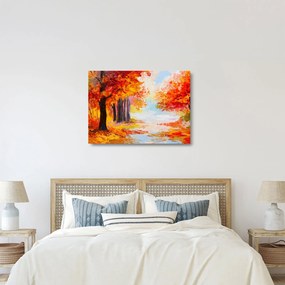 Sklenený obraz - Olejomaľba, farebná jeseň (70x50 cm)