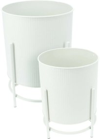 Súprava kovových stojanov na kvety Celano biela, 2 ks