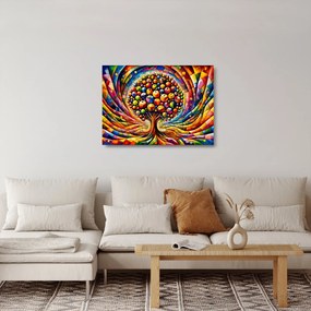Sklenený obraz – Farebný strom s jablkami (70x50 cm)
