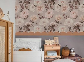 Tapeta pivonky a vtáky 280x100 cm