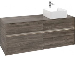 VILLEROY &amp; BOCH Collaro závesná skrinka pod umývadlo na dosku (umývadlo vpravo), 4 zásuvky, s LED osvetlením, 1400 x 500 x 548 mm, Stone Oak, C047B0RK