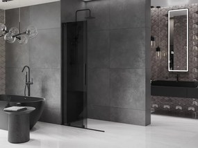Mexen Velar L, posuvná sprchová zástena Walk-in 110 x 200 cm, 8mm šedé sklo, čierna matná, 871-110-003-43-70