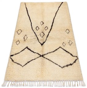 Ručne tkaný vlnený koberec BERBER BJ1124 Boujaad berber Boho, béžový / čierny
