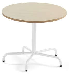 Stôl PLURAL, Ø 900x720 mm, HPL - breza, biela