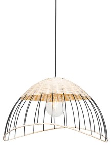 Orientálne závesné a stropné svietidlo čierne s ratanom - Treccia Pua