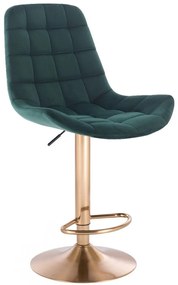 LuxuryForm DESIGN Barová stolička PARIS VELUR na zlatom tanieri - zelená